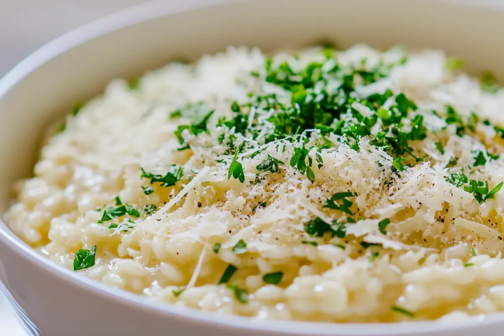 Cheesy risotto with Parmesan and herbs