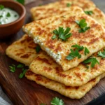 Cottage Cheese Flatbread Recipe on a wooden board