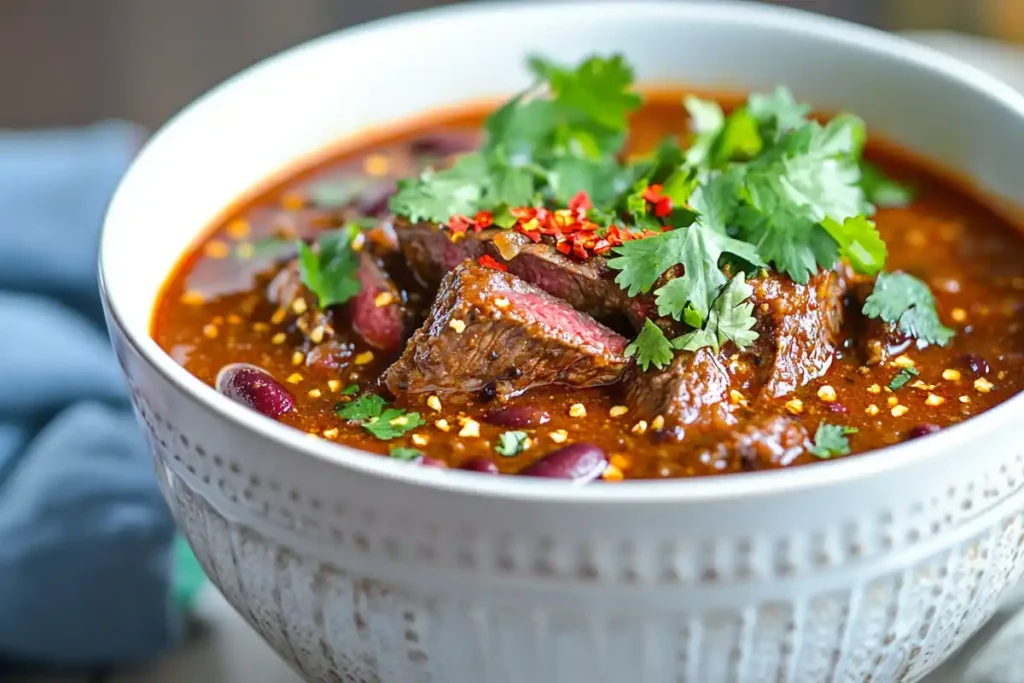 Best steak for chili in a bowl