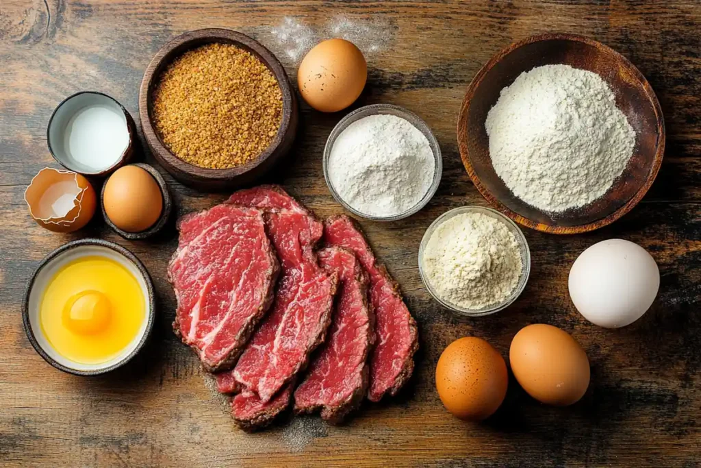 Ingredients for making beef cutlet recipe