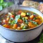 Gluten-free soup recipes in a bowl with fresh vegetables.