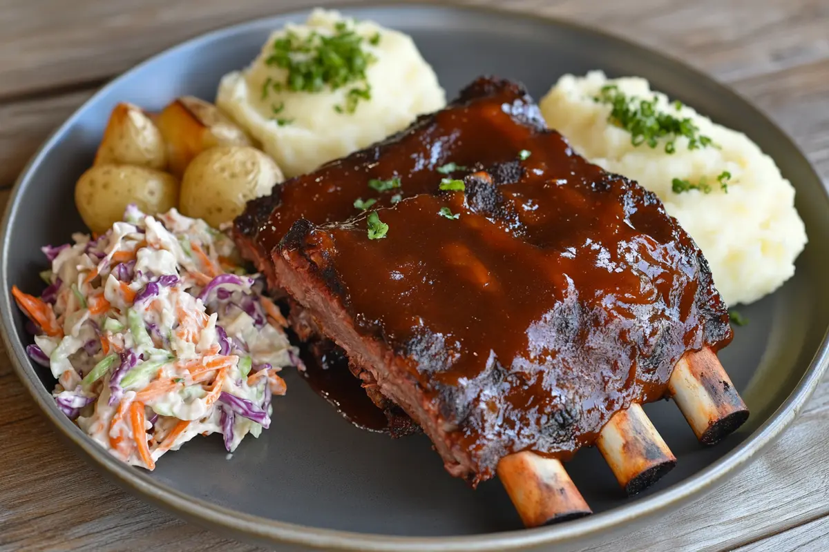 Beef back ribs grilled to perfection on a BBQ.