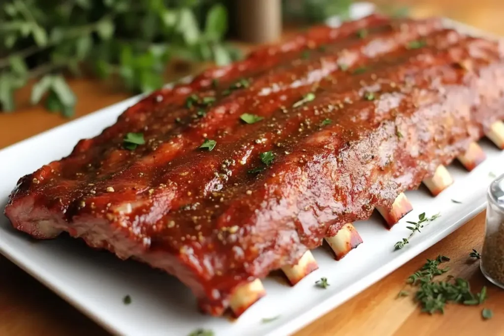 Marinated beef back ribs ready for grilling.