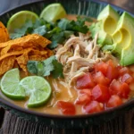 Authentic Mexican chicken soup recipe with vibrant toppings.