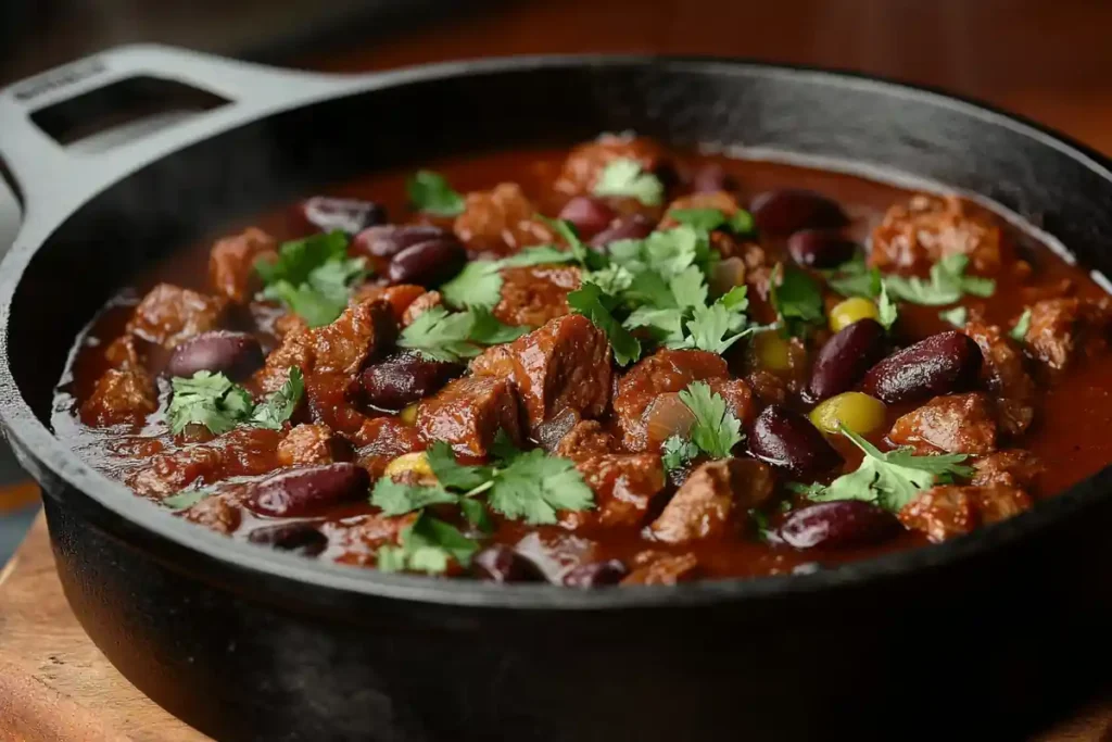 Mixed Meats Simmering in a Chili Pot