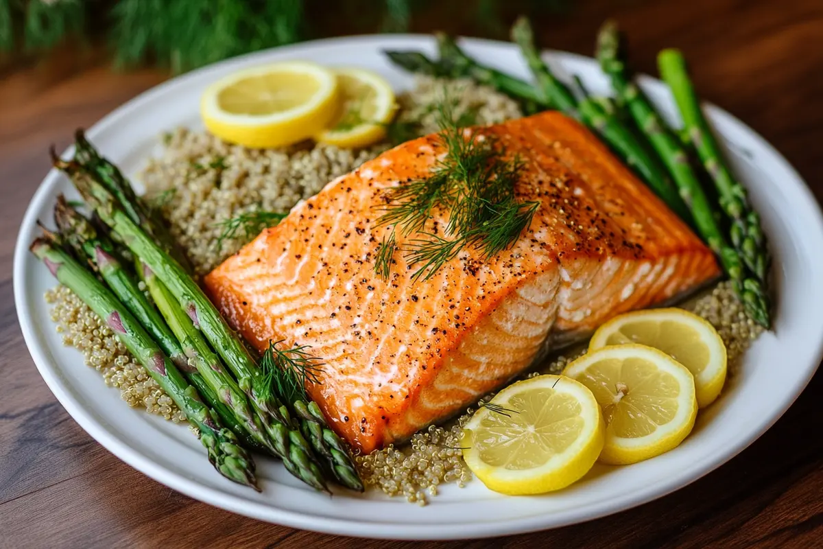 What mixes well with salmon with side dishes and herbs