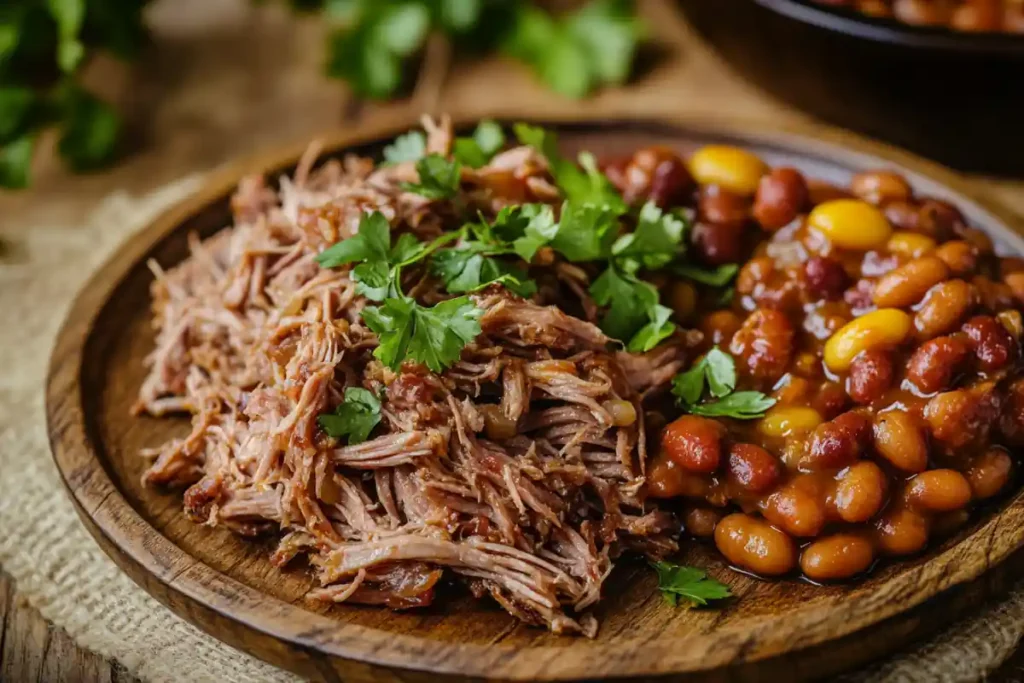 Pulled pork with baked beans - Southern pairing