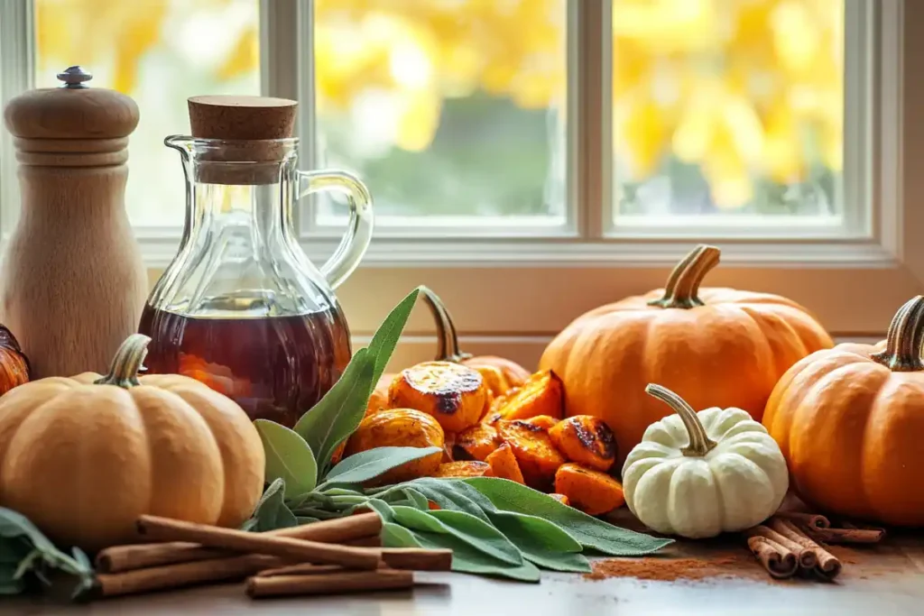 What does pumpkin go well with in seasonal recipes.