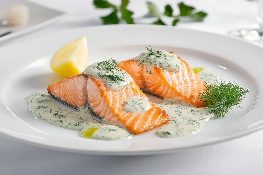 Salmon with creamy dill sauce