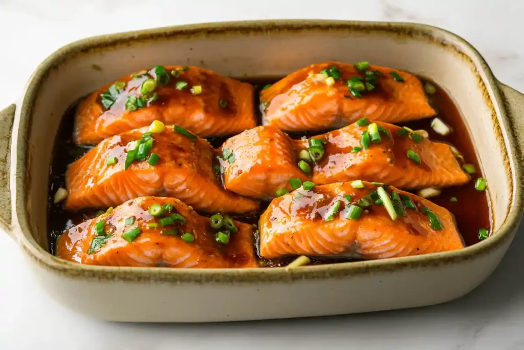 Soy sauce marinade for salmon preparation