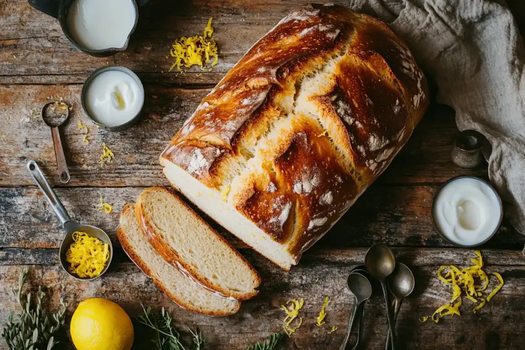 Bread with tangy yogurt flavor profile