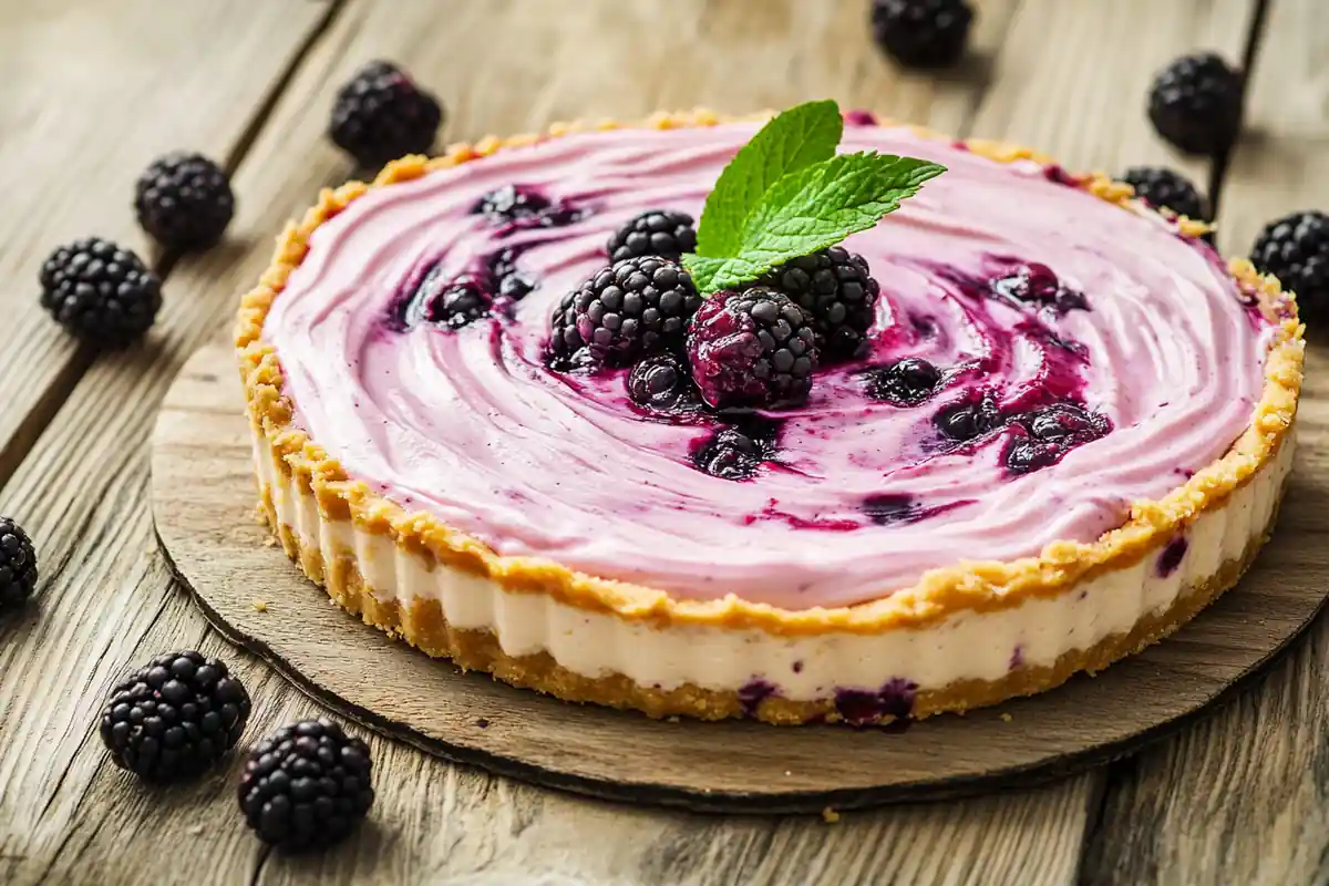 Blackberry cheesecake recipe with a fresh berry swirl