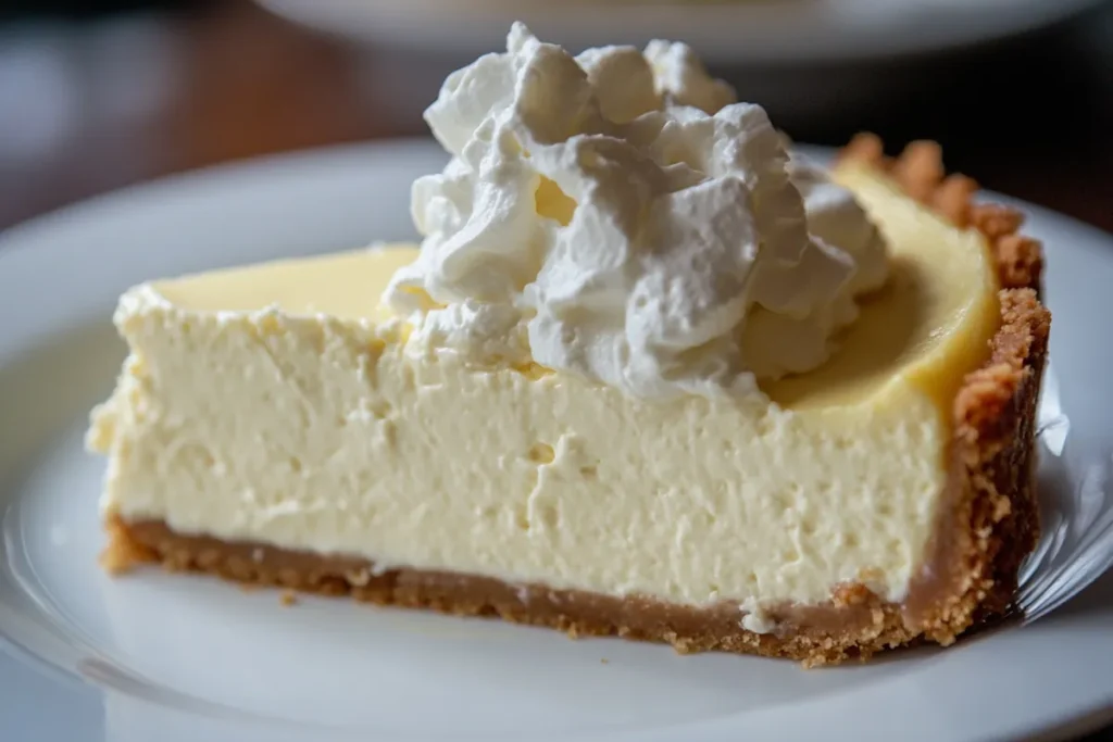 A creamy carnivore cheesecake topped with whipped cream.