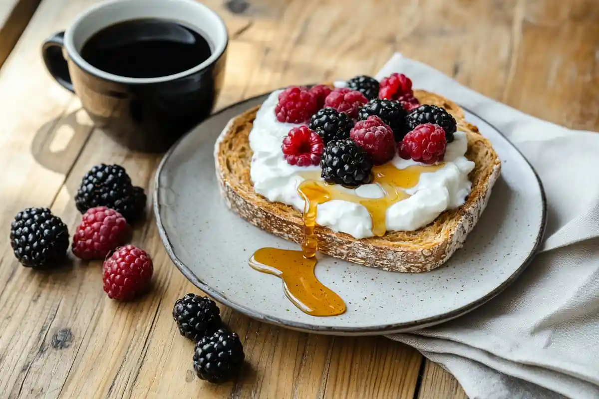 Is yogurt with bread good? A delicious and healthy breakfast featuring yogurt and bread on a wooden table.