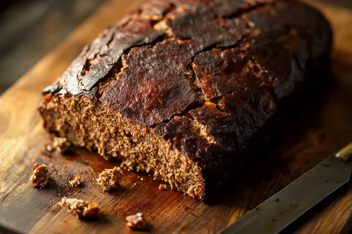 What not to put in meatloaf – a dry, cracked, and overcooked meatloaf with poor texture.