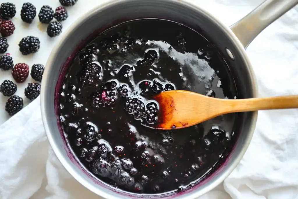 Homemade blackberry sauce for cheesecake