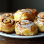 Cinnamon rolls breakfast or dessert—golden-brown rolls on a plate.