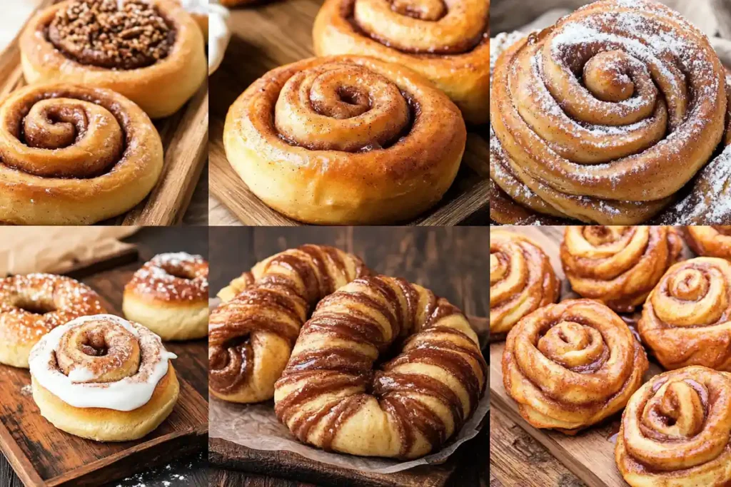 Different versions of cinnamon rolls from around the world.