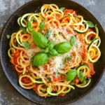 Keto spaghetti recipe with low-carb pasta and marinara sauce