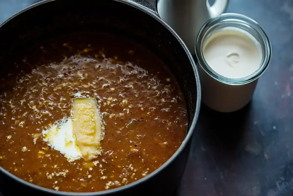 Dairy and parmesan rind as secret soup ingredients