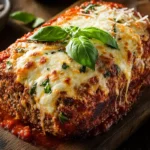 Delicious Italian meatloaf recipe with golden crust and melted cheese.