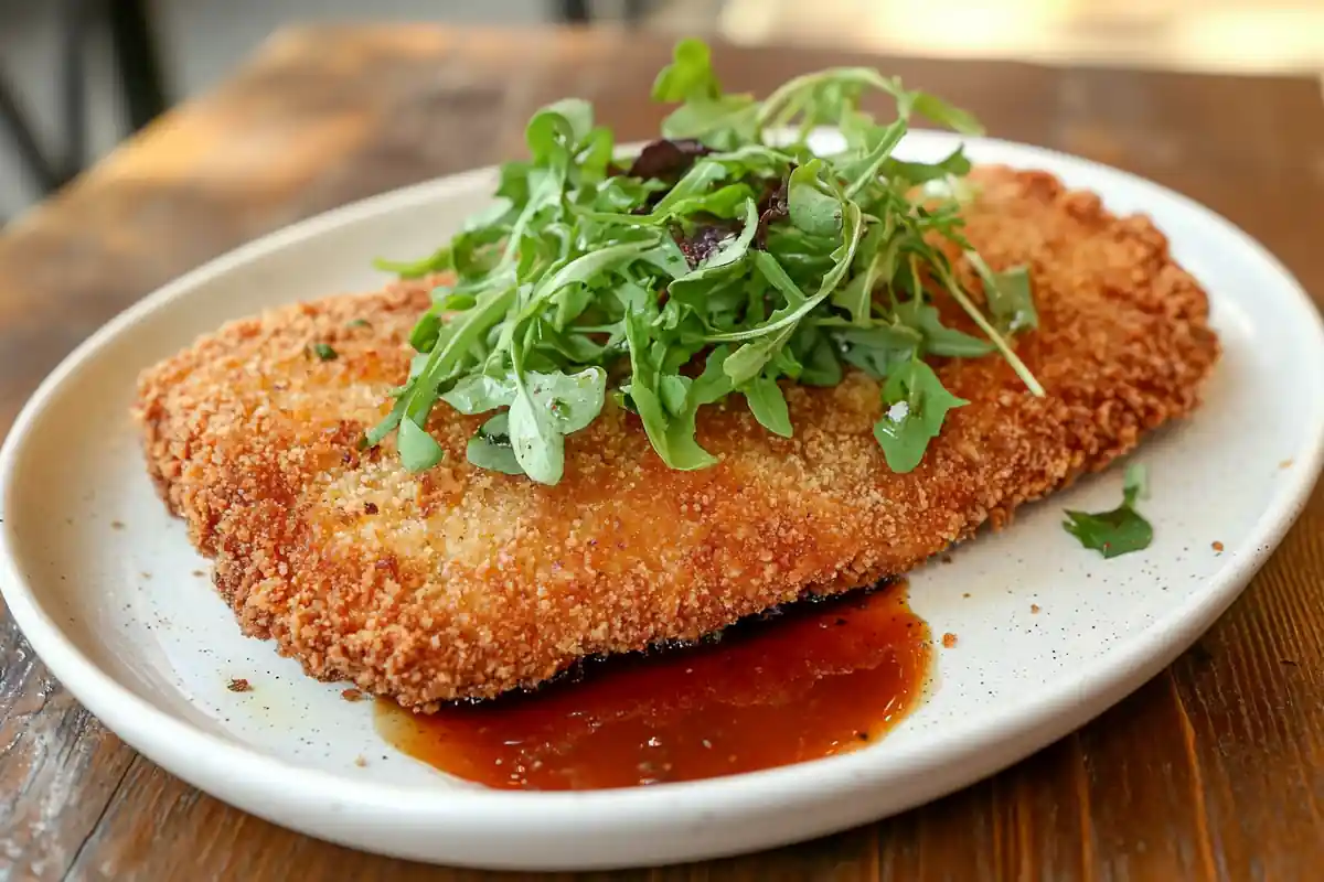 Juicy beef cutlet served on a plate