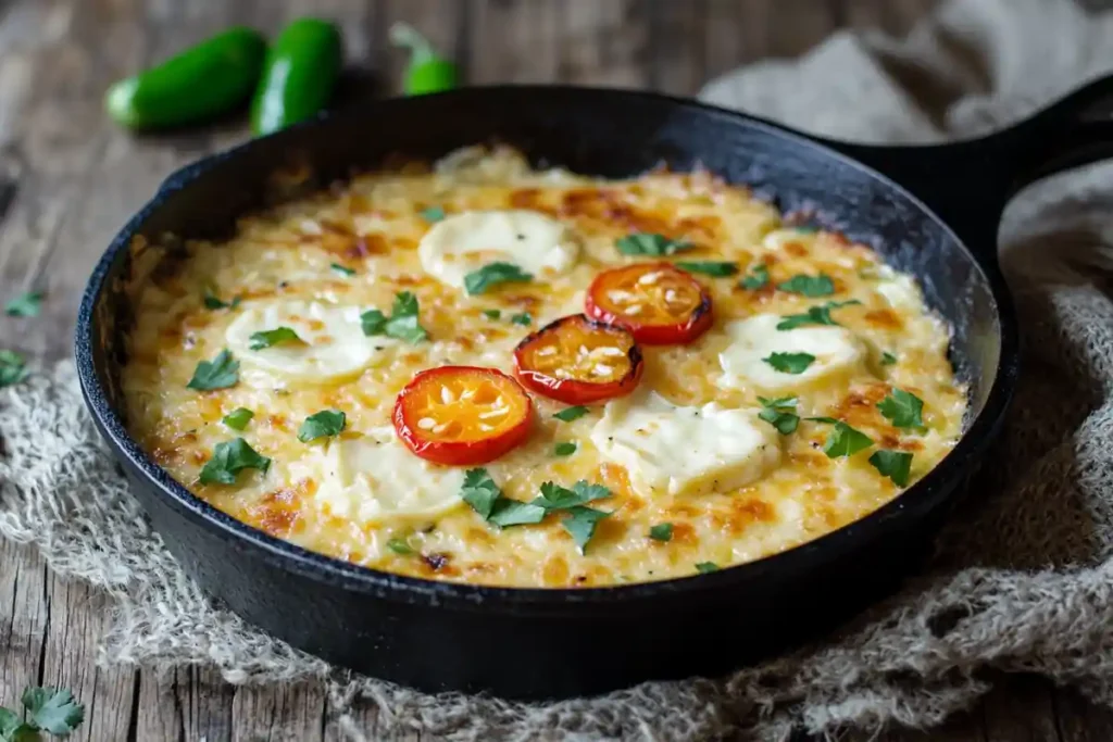 Spicy smoked queso with habanero peppers and extra cheese