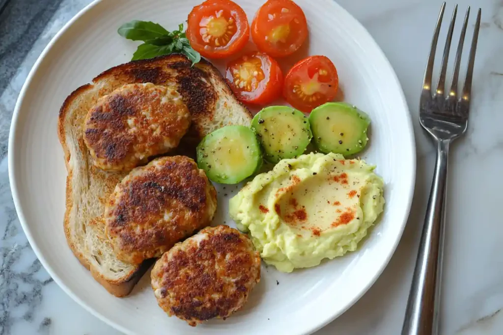 Healthy Chicken Breakfast Sausage Meal Presentation