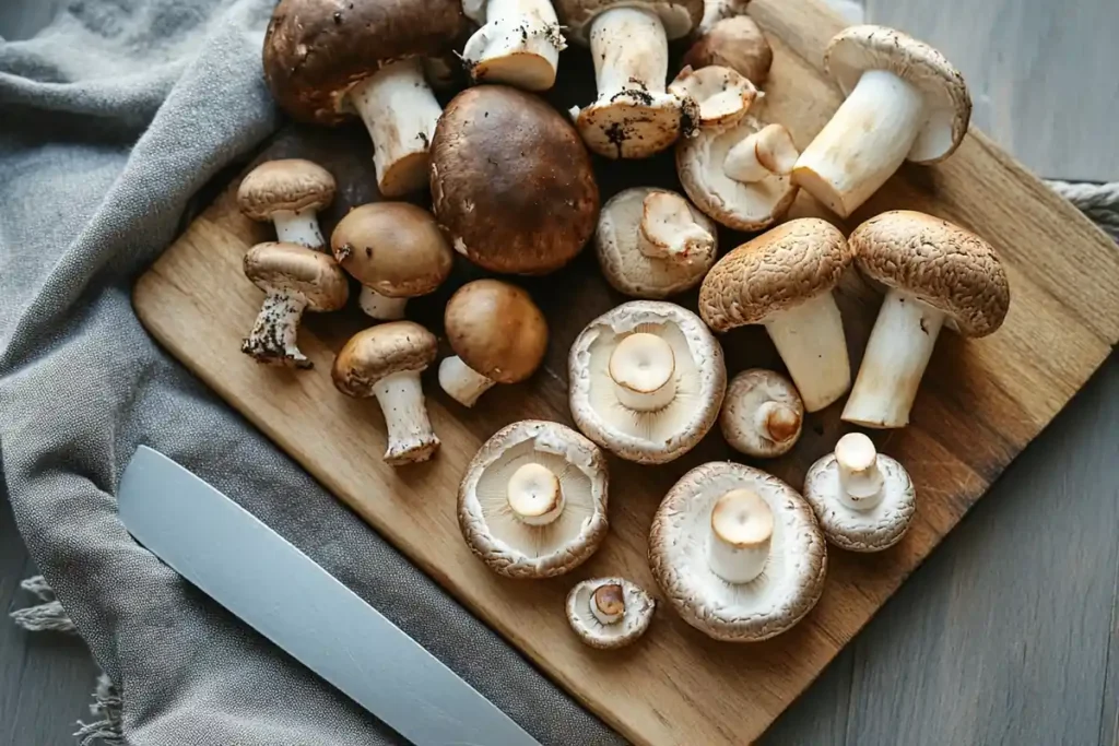 Different mushroom varieties for soup