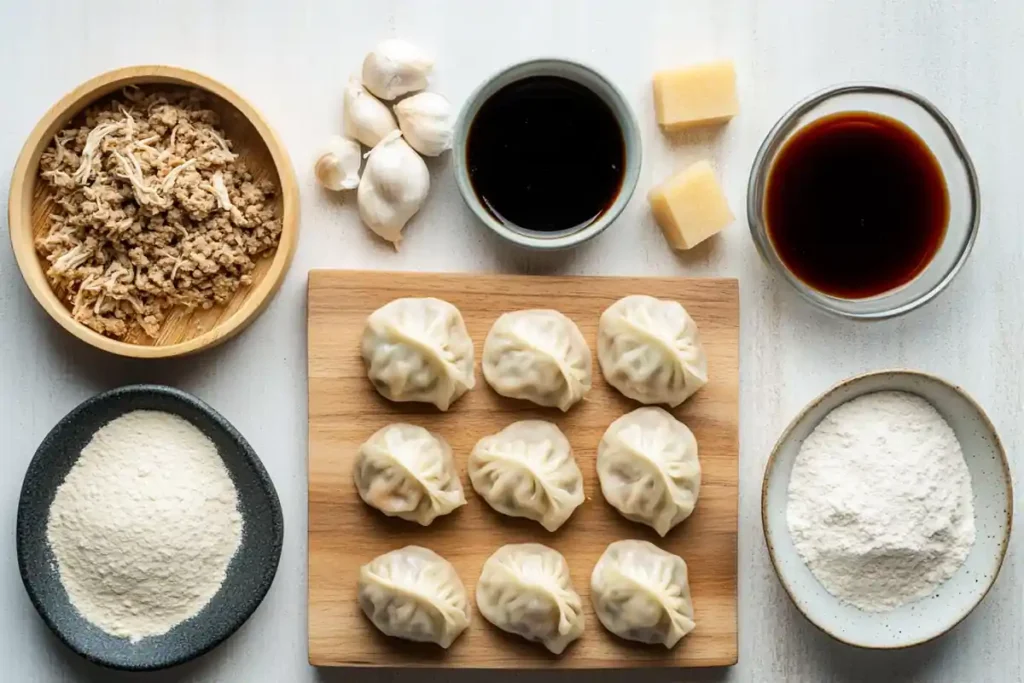 Ingredients for steamed chicken soup dumplings recipe.